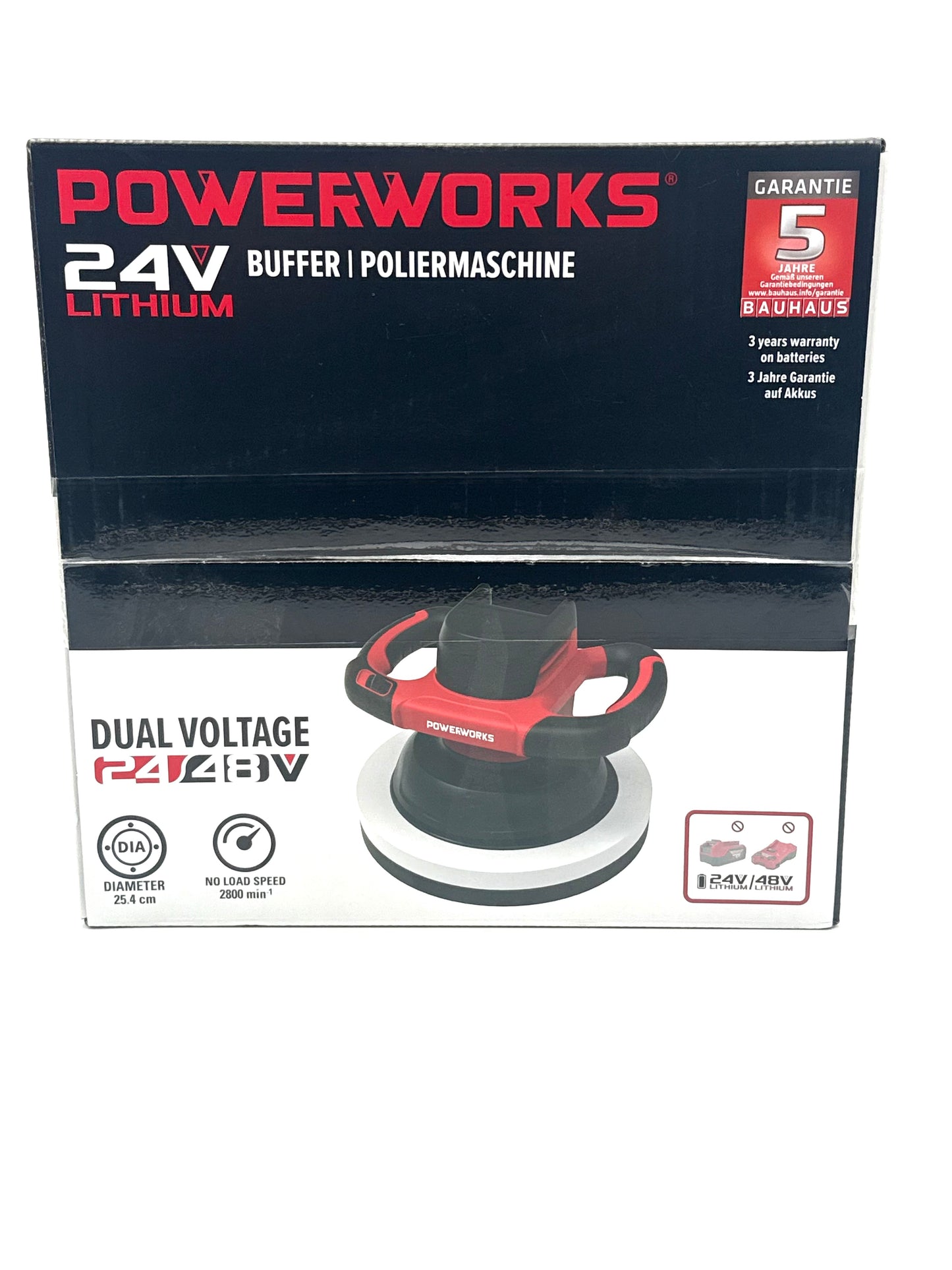 Powerworks PD24BU10 Akku-Poliermaschine 24V – ohne Akku & Ladegerät