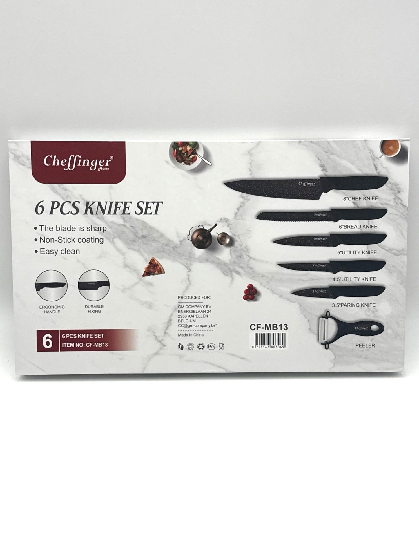Cheffinger Messer-Set 6-teilig mit Schäler in Schwarz - kompakt, scharf & stilvoll - Haus der Retouren