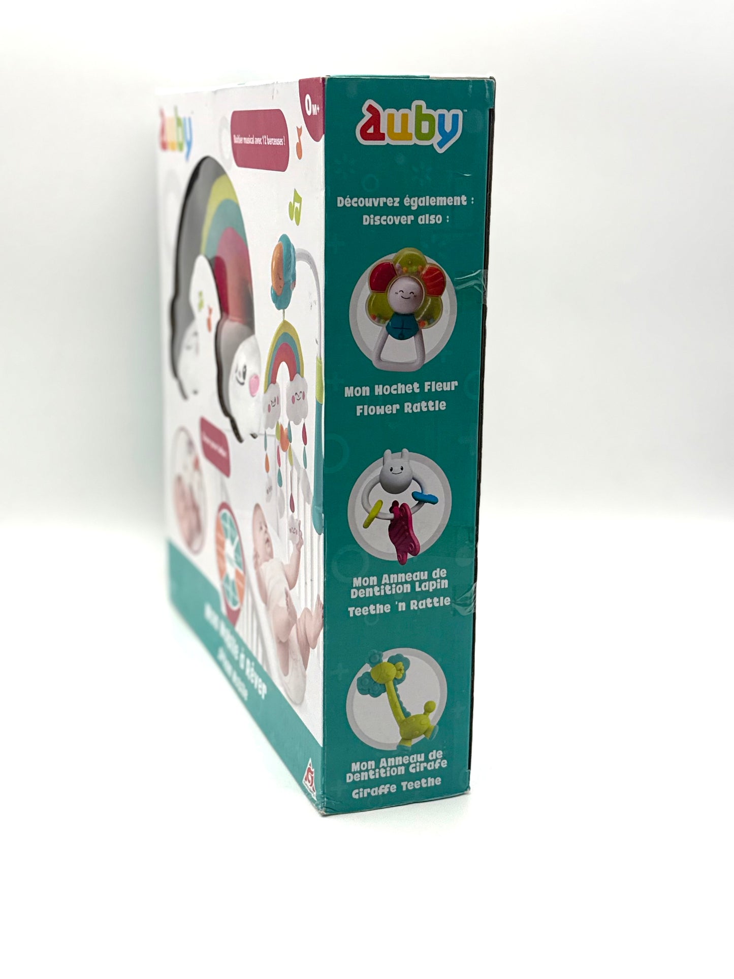 Auby Musikspielzeug, um 360 Grad drehbar. Beruhigende Musik für Babys, Geschenk ab der Geburt, zum Aufhängen von Babyspielzeug 1 2 3 4 5 6 7 8 9 10 11 12 Monate