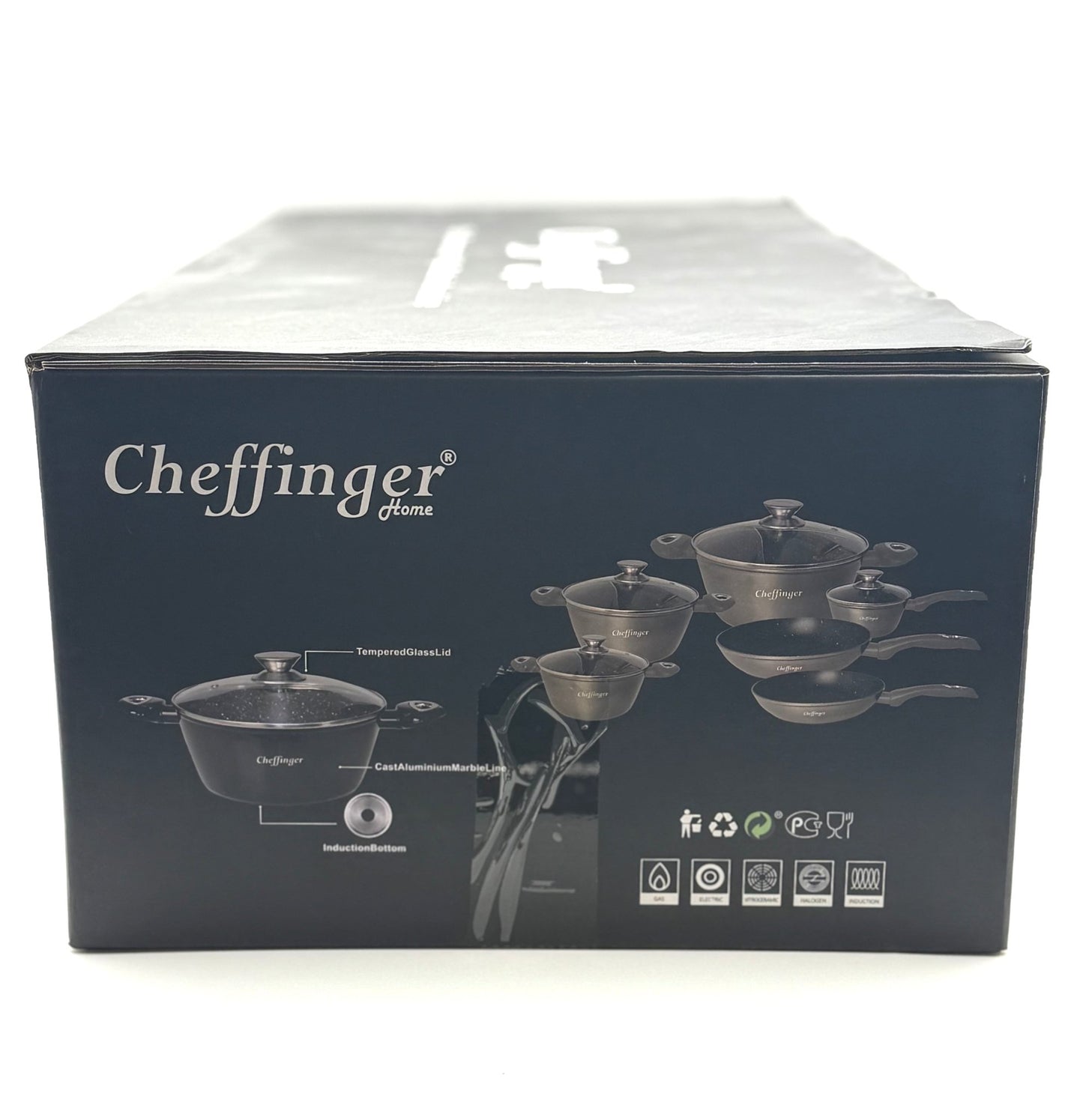 Topf - Set Kochtopf Topf Pfannen Set Kochgeschirr 10 - tlg Alu - Guss Cheffinger - Haus der Retouren