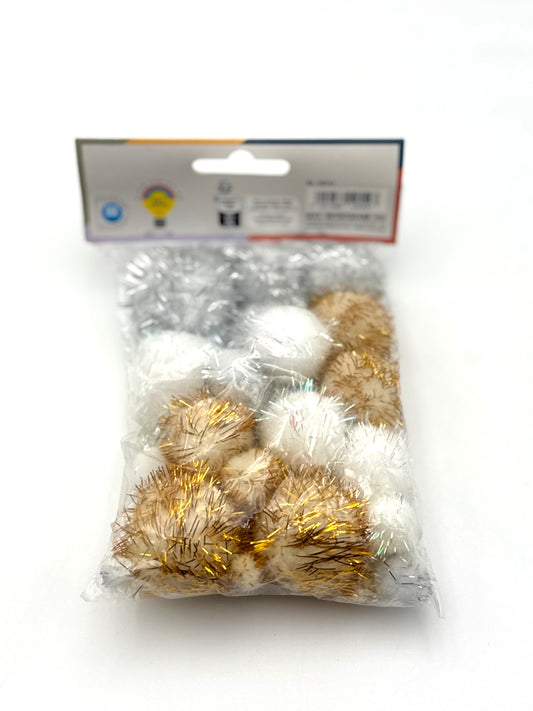 folia 50313 - Pompons "Glitter X-Mas", 30 flauschige Bällchen sortiert in verschiedenen Größen und Farben, ideal für farbenfrohe Bastelarbeiten