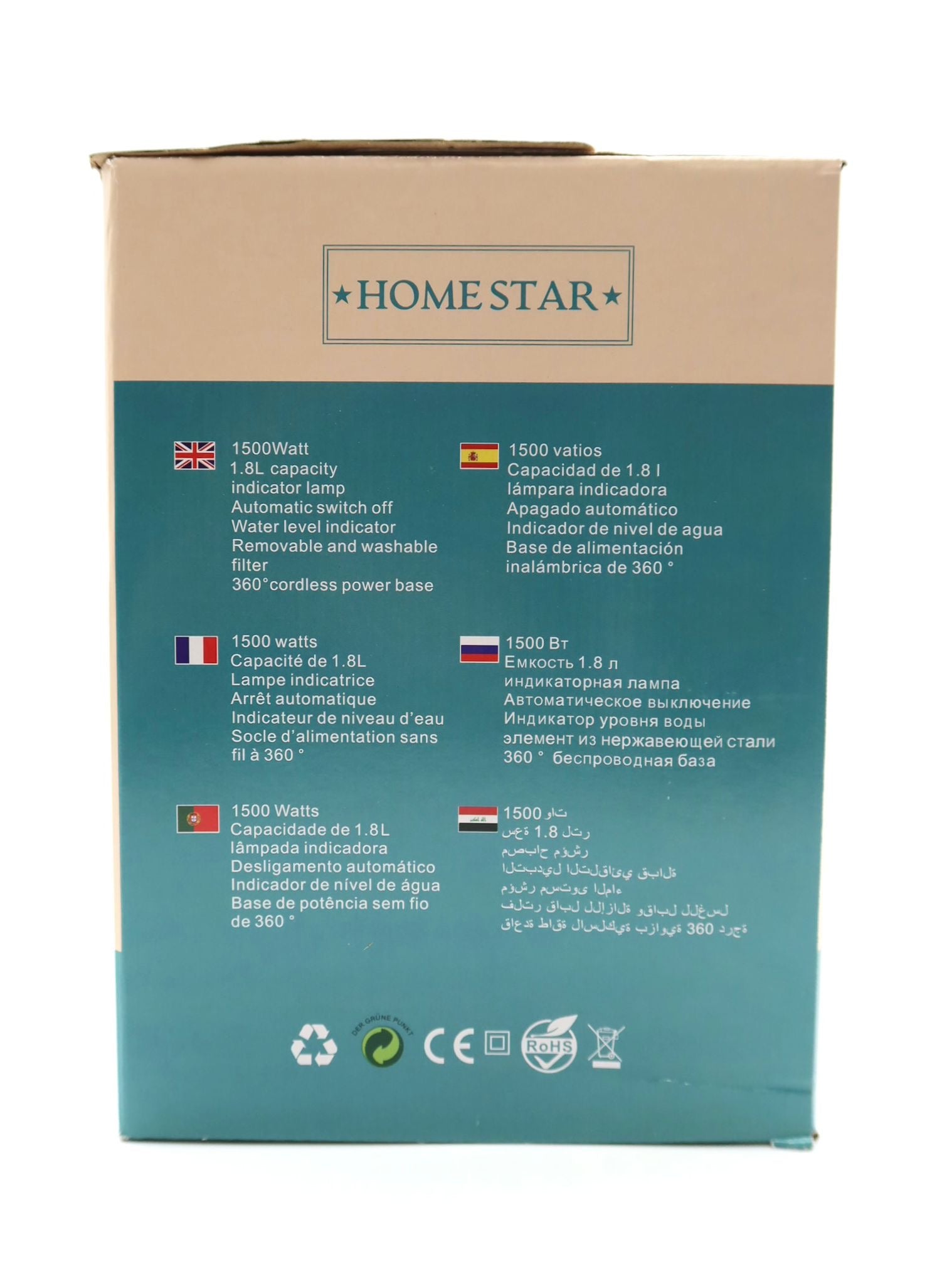 Home Star Wasserkocher 1500W 1,8L - Haus der Retouren