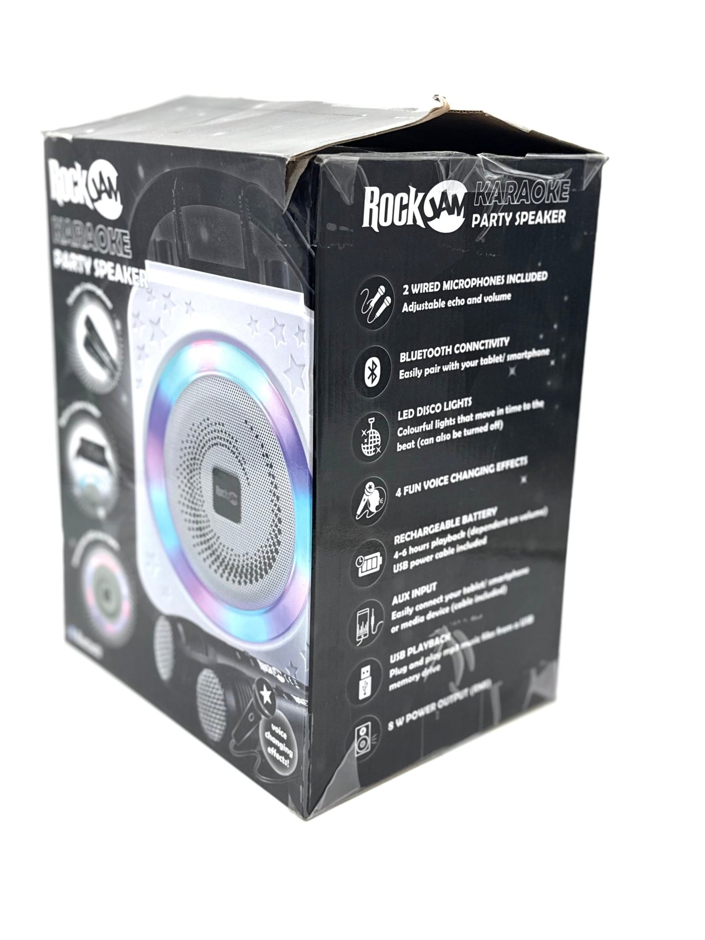 RockJam Wireless Karaoke Lautsprecher mit zwei Mikrofonen, 8 W, Bluetooth, laut - Haus der Retouren