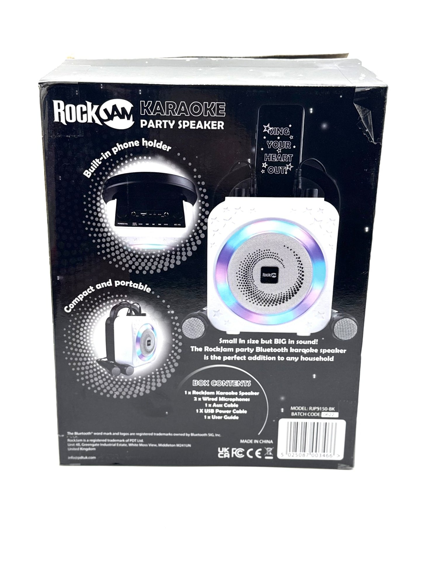 RockJam Wireless Karaoke Lautsprecher mit zwei Mikrofonen, 8 W, Bluetooth, laut - Haus der Retouren