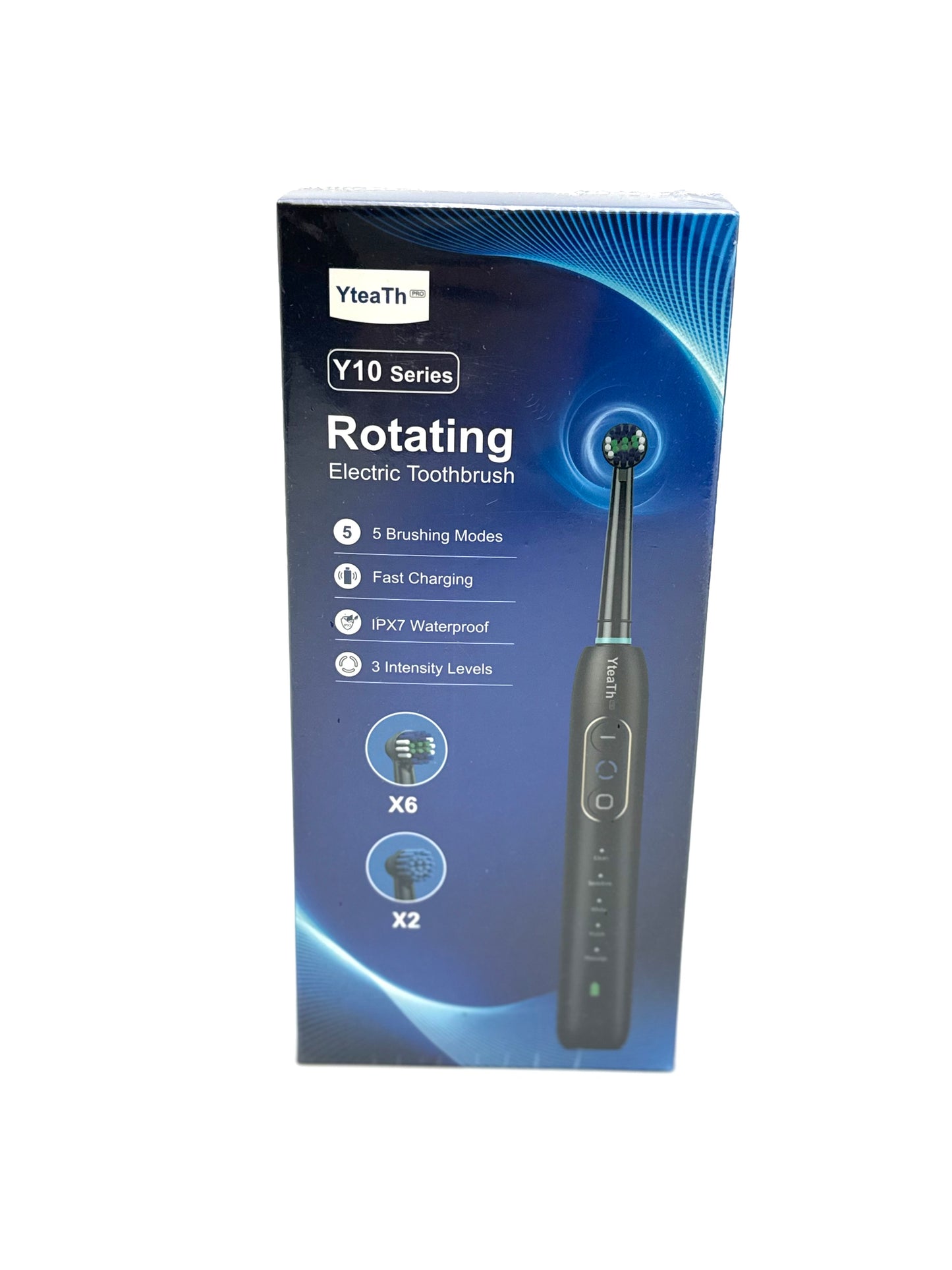 Rotierende elektrische Zahnbürste mit 8 Bürstenköpfen für Erwachsene und Kinder, 3 Intensitäten mit 5 Modi, kabellose Wandladestation,mit 2-Minuten-Smart-Timer (schwarz)