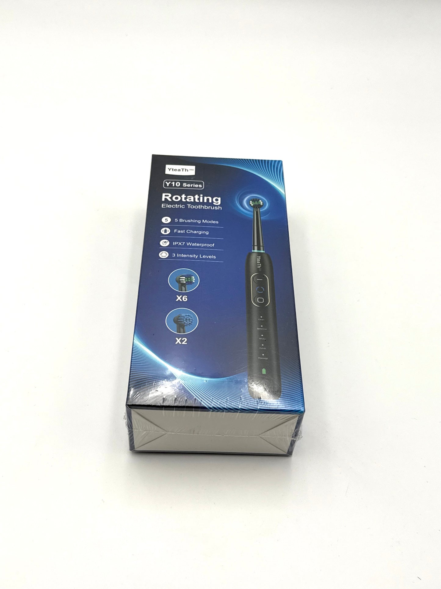 Rotierende elektrische Zahnbürste mit 8 Bürstenköpfen für Erwachsene und Kinder, 3 Intensitäten mit 5 Modi, kabellose Wandladestation,mit 2-Minuten-Smart-Timer (schwarz)