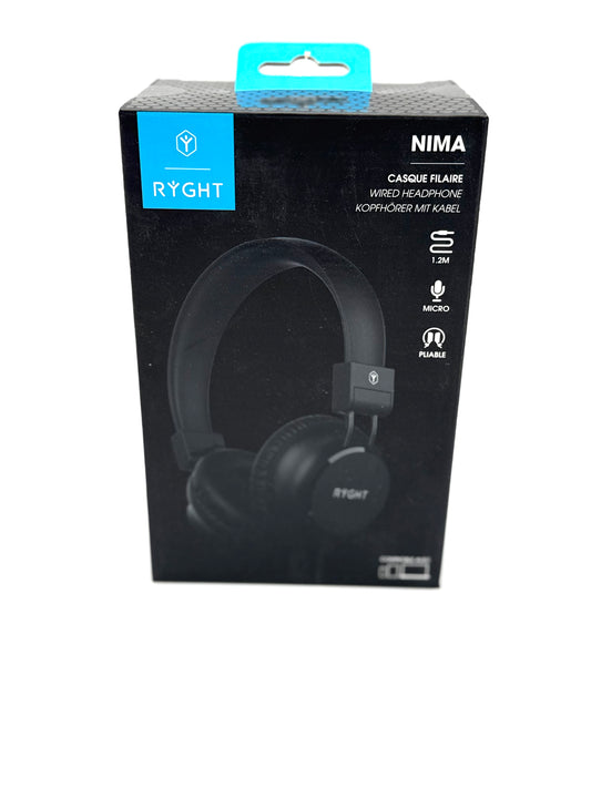 RYGHT R484307 NIMA kabelgebundener Kopfhörer – klarer und tiefer Stereo-Sound – faltbar und leicht, integriertes Mikrofon, gepolsterte Ohrmuscheln
