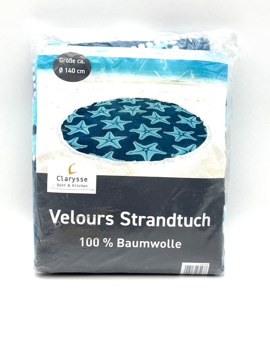 Velours Strandtuch ca. 140 cm - 100% Baumwolle / Rund & Stilvoll