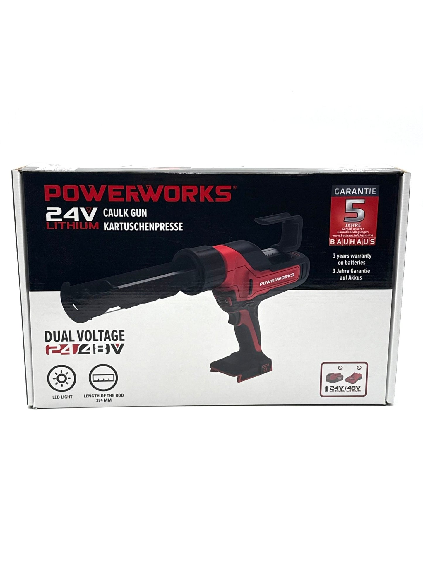24V Akku Kartuschenpresse 300ml Powerworks ohne Batterie und Ladegerät P24CG - Haus der Retouren