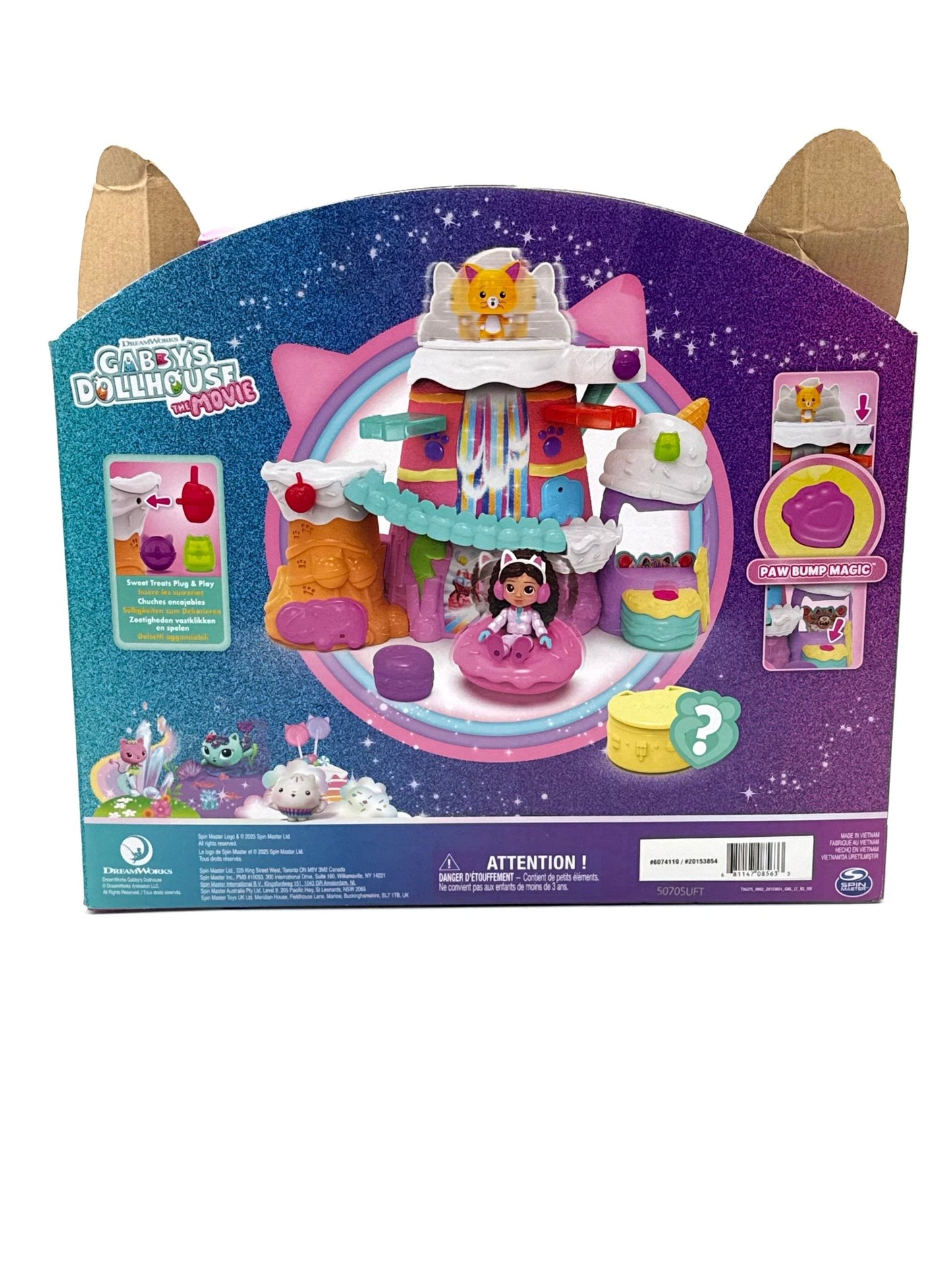 DREAMWORKS GABBY'S DOLLHOUSE: DER FILM - Zuckerguss - Gebirge Spielset, 12 - teiliges Spielset mit Gabby Figur, Leopold & Puppenhaus - Zubehör - Haus der Retouren