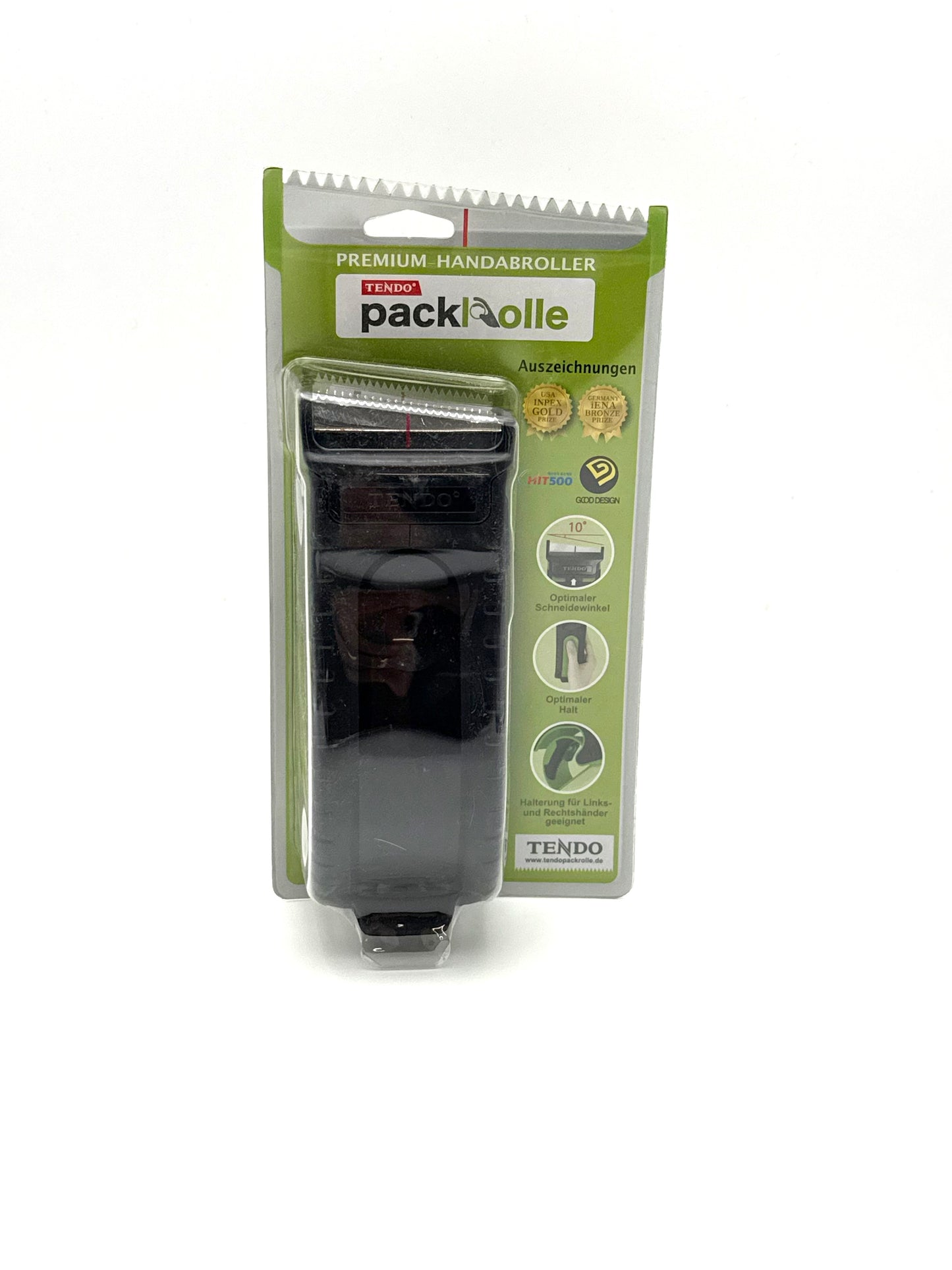 Abroller von Packrolle in Schwarz | Innovativer Packetbandroller für schnelles und sicheres einpacken | Ein Klebeband Roller für Rechts- und Linkshänder