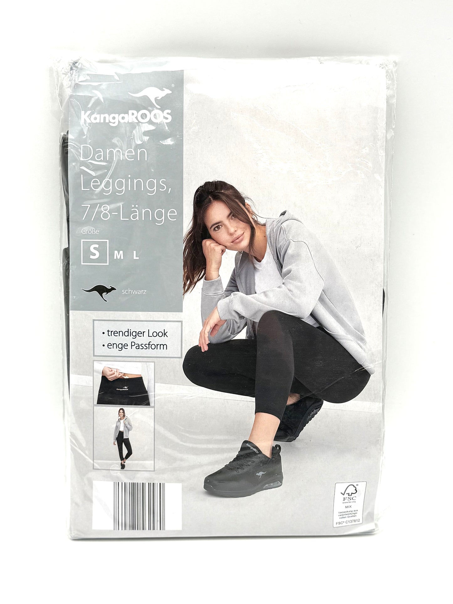 Kangaroos Leggings Damen Sporthose Fitnesshose Schwarz 7/8 Leggings S