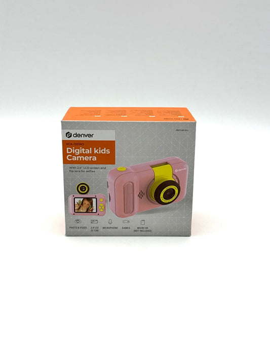 Denver KCA - 1351RO Rose Kinderkamera - 40 MP, Flip - Objektiv für Selfies, Eingebaute Spiele, 2.4 - Zoll IPS Display, Robustes Design für Kinder, Rosa - Haus der Retouren