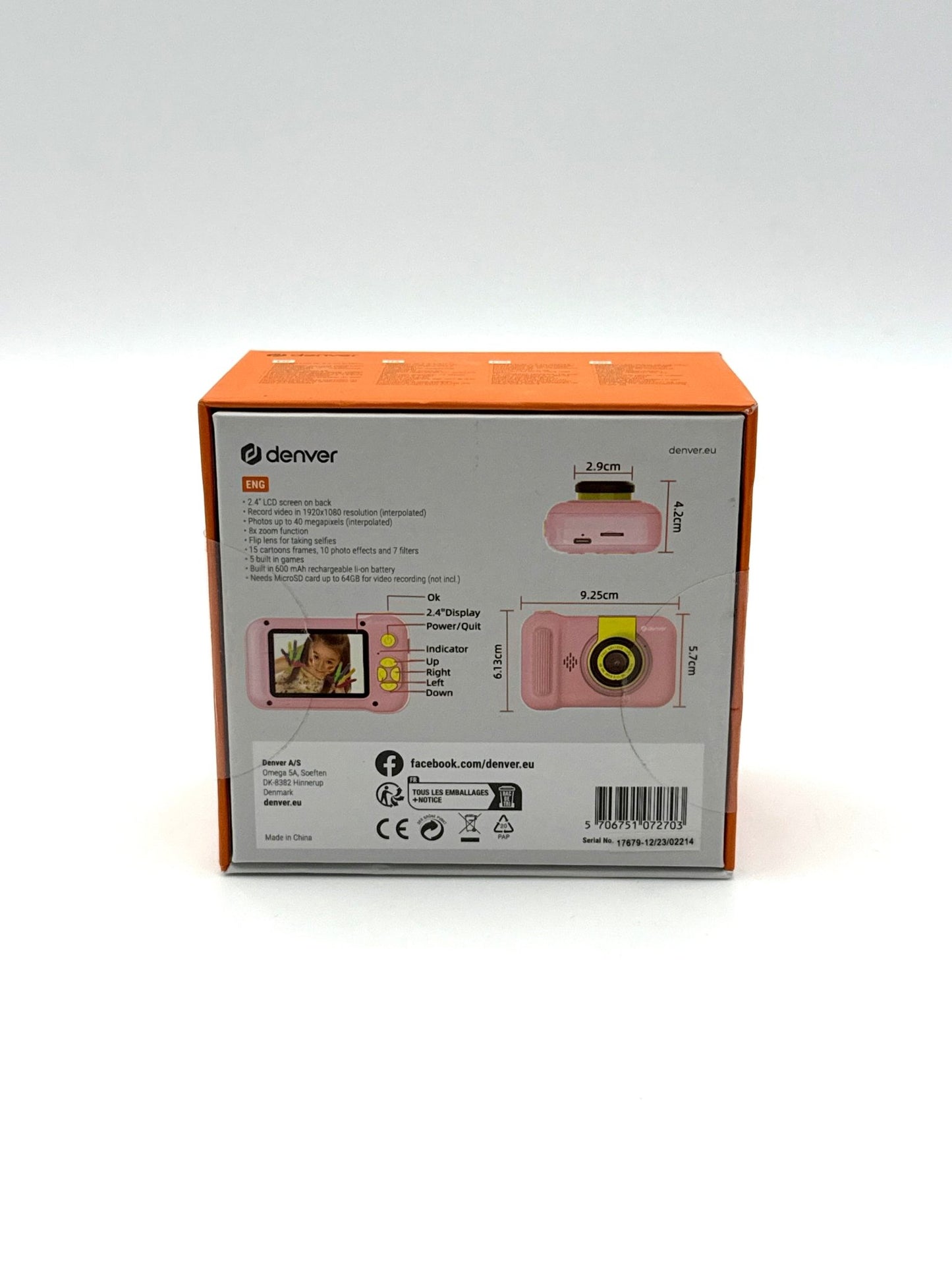 Denver KCA - 1351RO Rose Kinderkamera - 40 MP, Flip - Objektiv für Selfies, Eingebaute Spiele, 2.4 - Zoll IPS Display, Robustes Design für Kinder, Rosa - Haus der Retouren