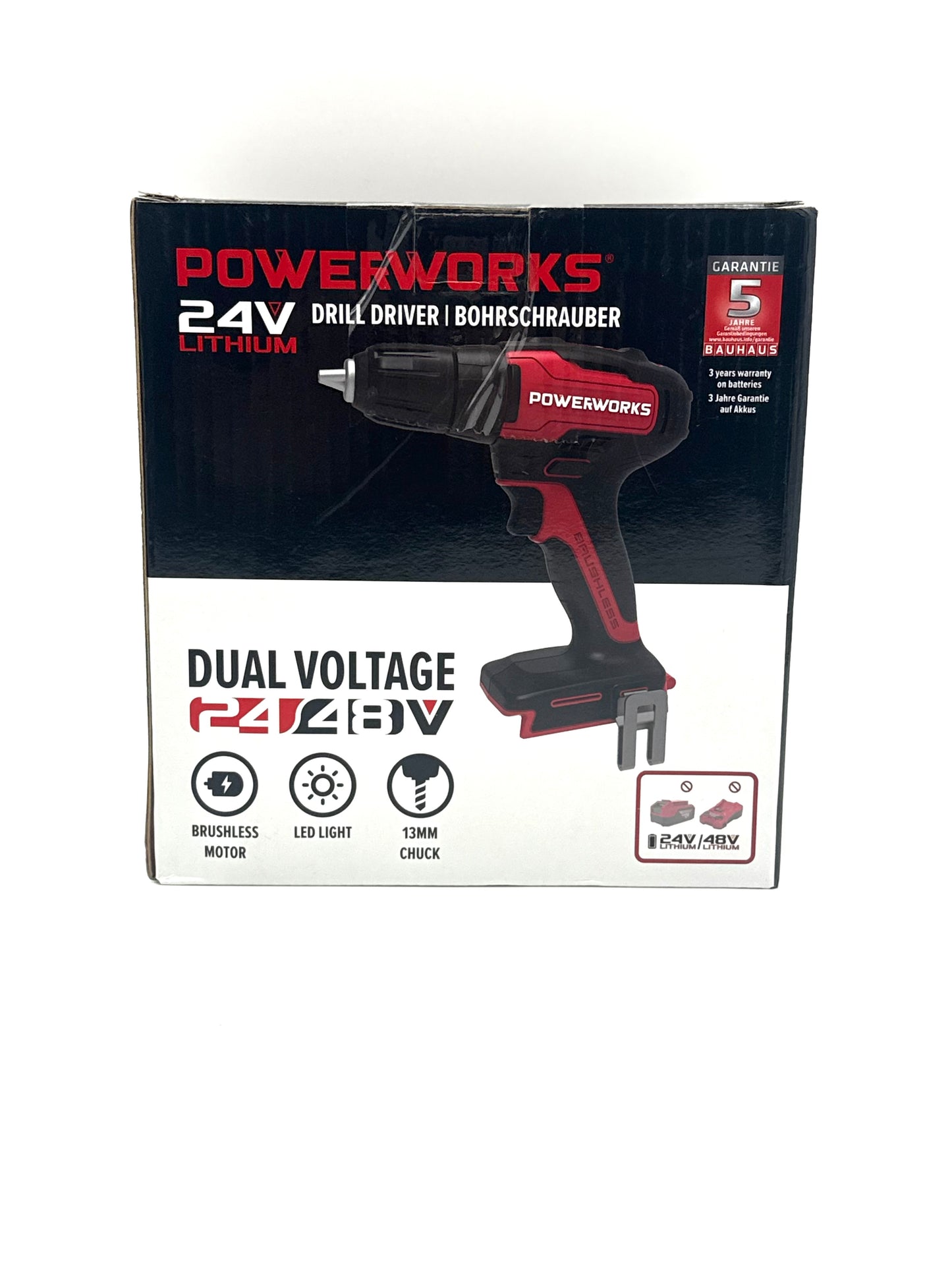 Powerworks PD24DD60 Akkuschrauber 24V Bohrschrauber ohne Akku & Ladegerät