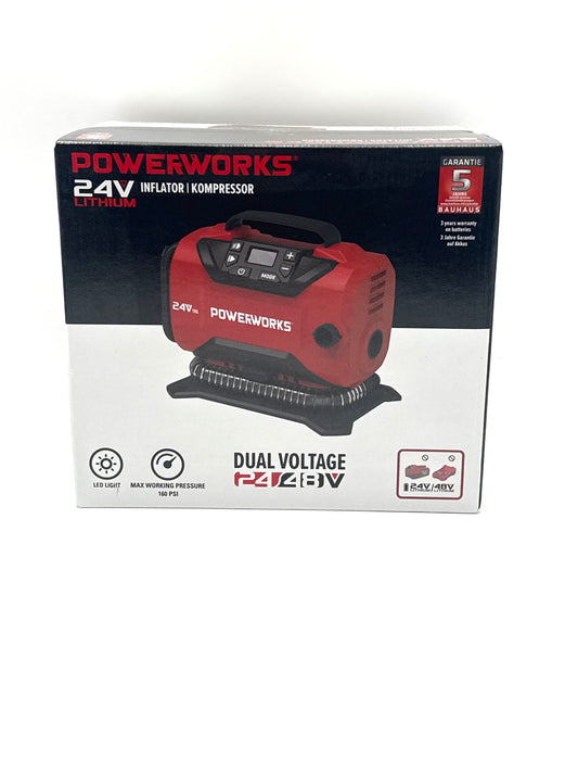 Powerworks P24IN, 24V Akku Kompressor Luftpumpe, ohne Akku und Ladegerät
