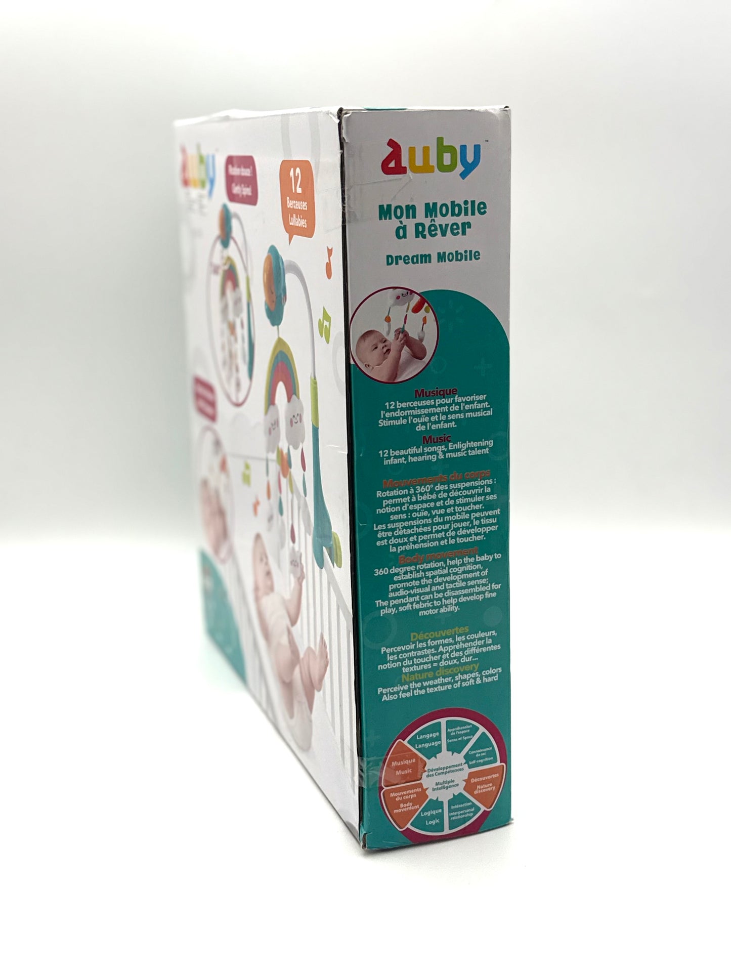 Auby Musikspielzeug, um 360 Grad drehbar. Beruhigende Musik für Babys, Geschenk ab der Geburt, zum Aufhängen von Babyspielzeug 1 2 3 4 5 6 7 8 9 10 11 12 Monate