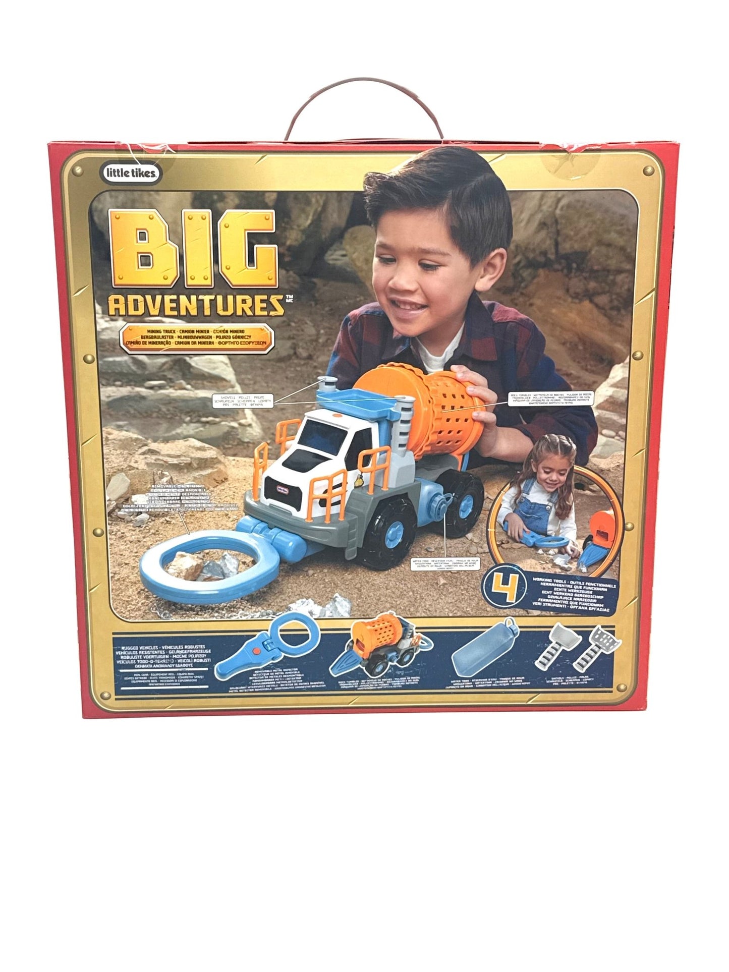 Little Tikes Big Adventures Bergbau-Truck mit Metalldetektor Mint-Spielzeug - Fahrzeug mit Funktionsfähigem Metalldetektor, Steintrommel, Schaufeln und Wassertank