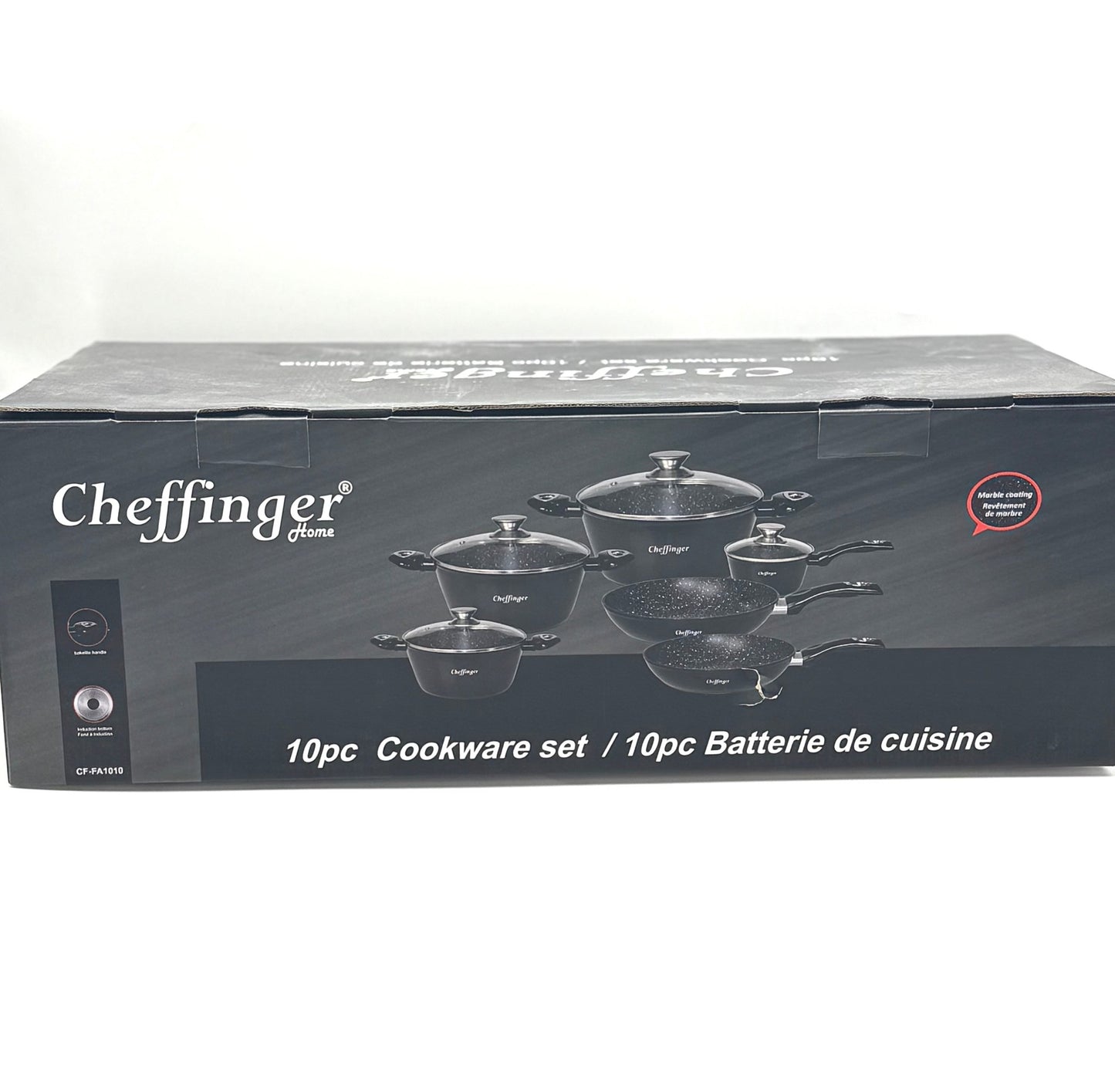 Topf-Set Kochtopf Topf Pfannen Set Kochgeschirr 10-tlg Alu-Guss Cheffinger