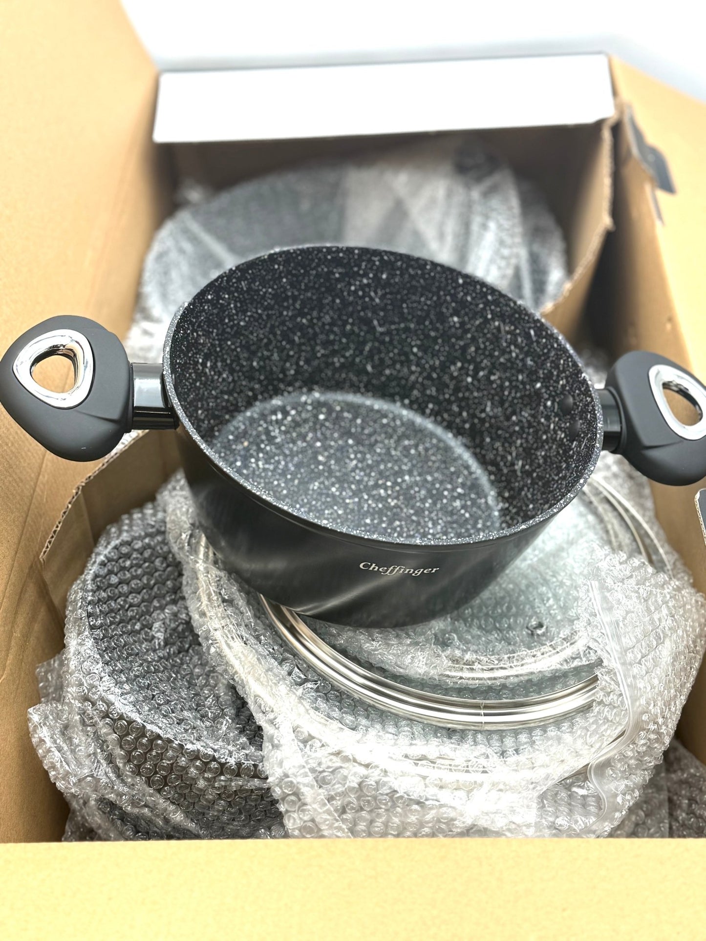 Topf-Set Kochtopf Topf Pfannen Set Kochgeschirr 10-tlg Alu-Guss Cheffinger