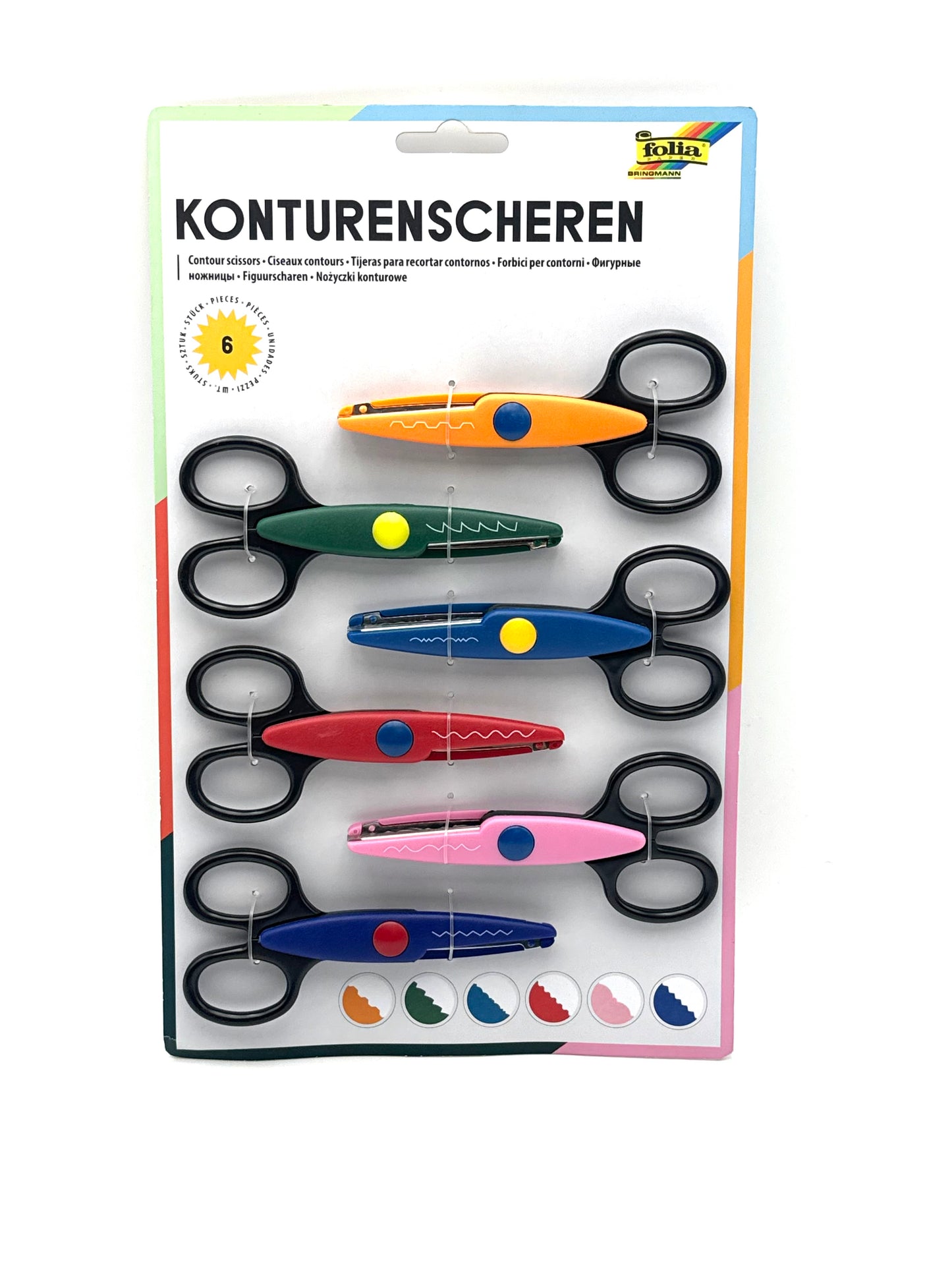 folia Konturenscheren-Set 6 Stück sortiert