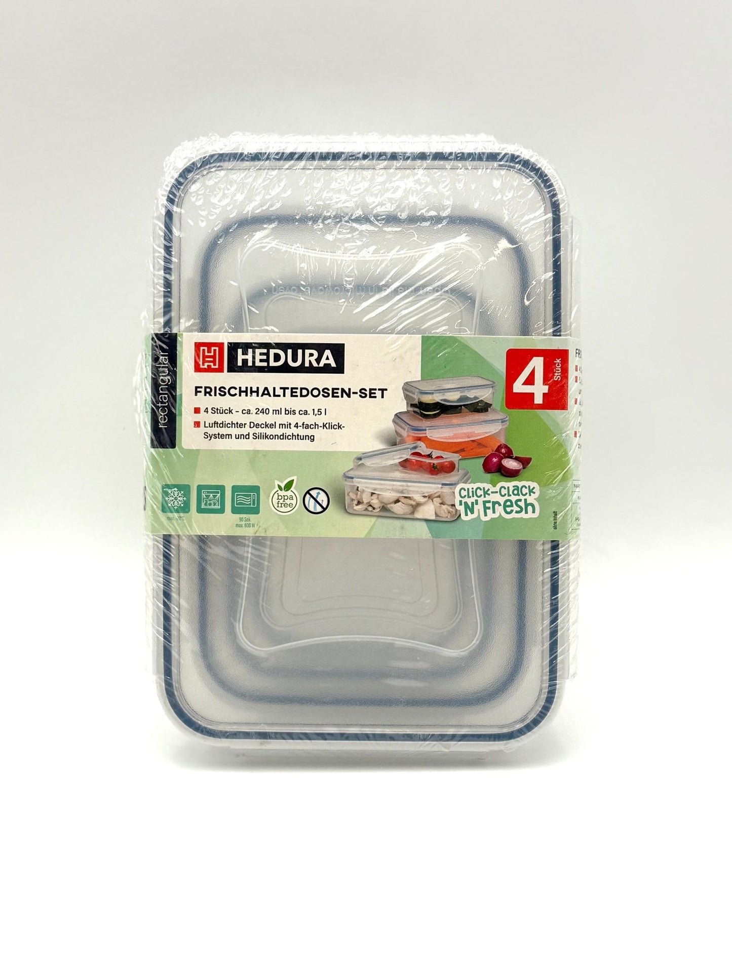 HEDURA Frischhaltedosen mit Deckel Vorratsdosen Set Kunststoff 8 Teiliges Vorratsbehälter Luftdicht Transparent