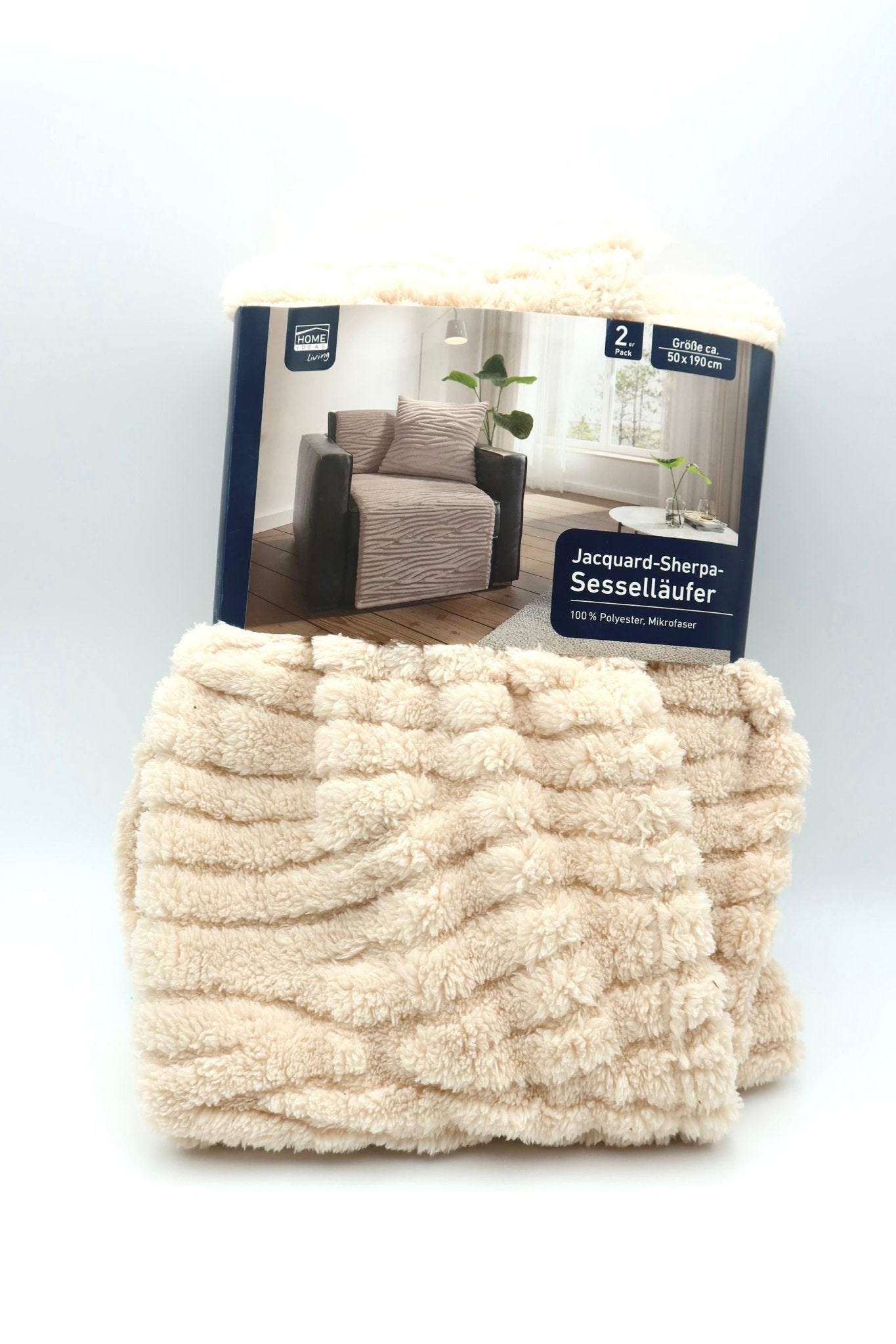 Home ideas 2er Jacquard - Sherpa - Sesselläufer Beige - Haus der Retouren