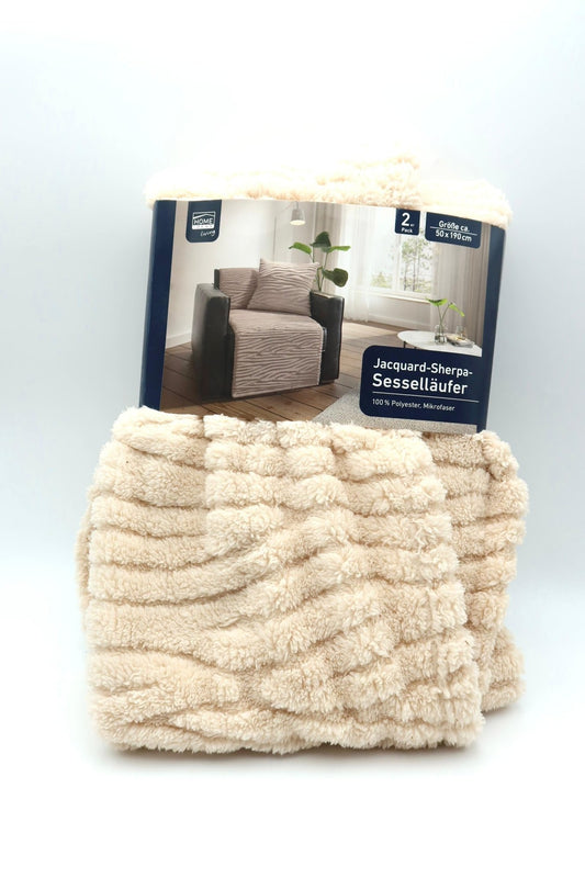 Home ideas 2er Jacquard - Sherpa - Sesselläufer Beige - Haus der Retouren